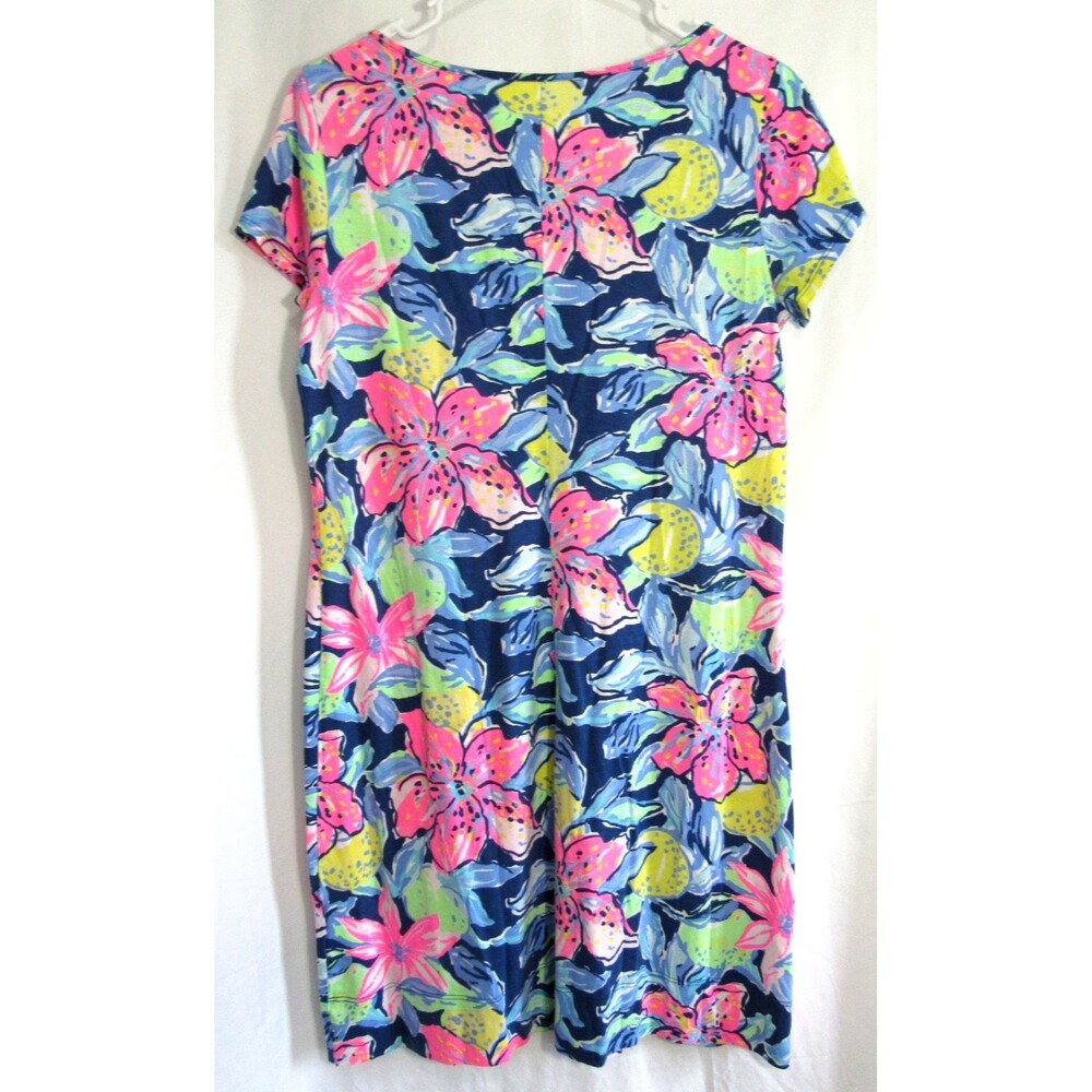 Lilly Pulitzer Blue Floral Marlowe Short Sleeve Dress Size M EUC - Picture 2 of 4